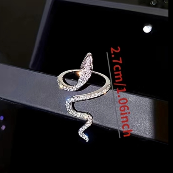 Rhinestone Snake Ring Adjustable - Picture 4 of 9